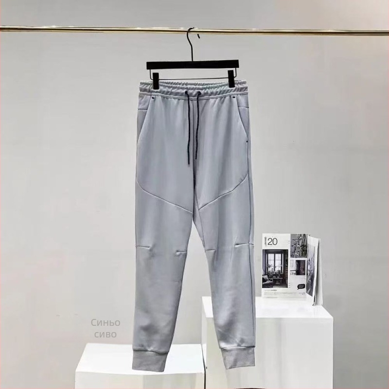 Мъжки памучни плетени спортни панталони с тесен крак за тренировки и свободно време, плат 350 г/м², есен