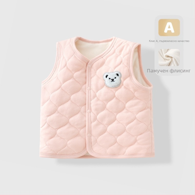 Детска жилетка, памук 95%, опростен стил, за деца 1–3 години, пролет 2025.
