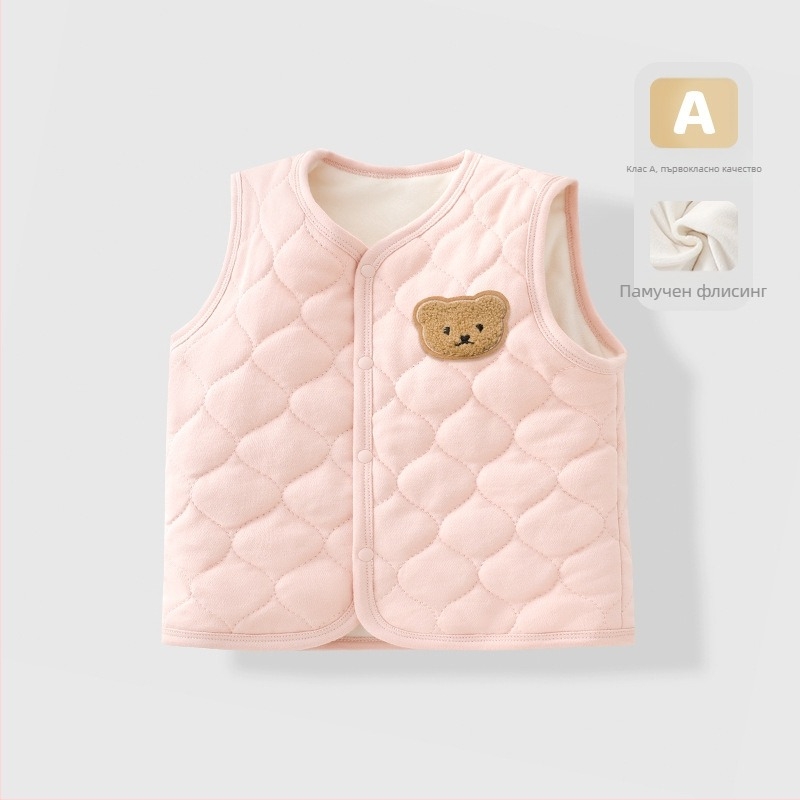 Детска жилетка, памук 95%, опростен стил, за деца 1–3 години, пролет 2025.