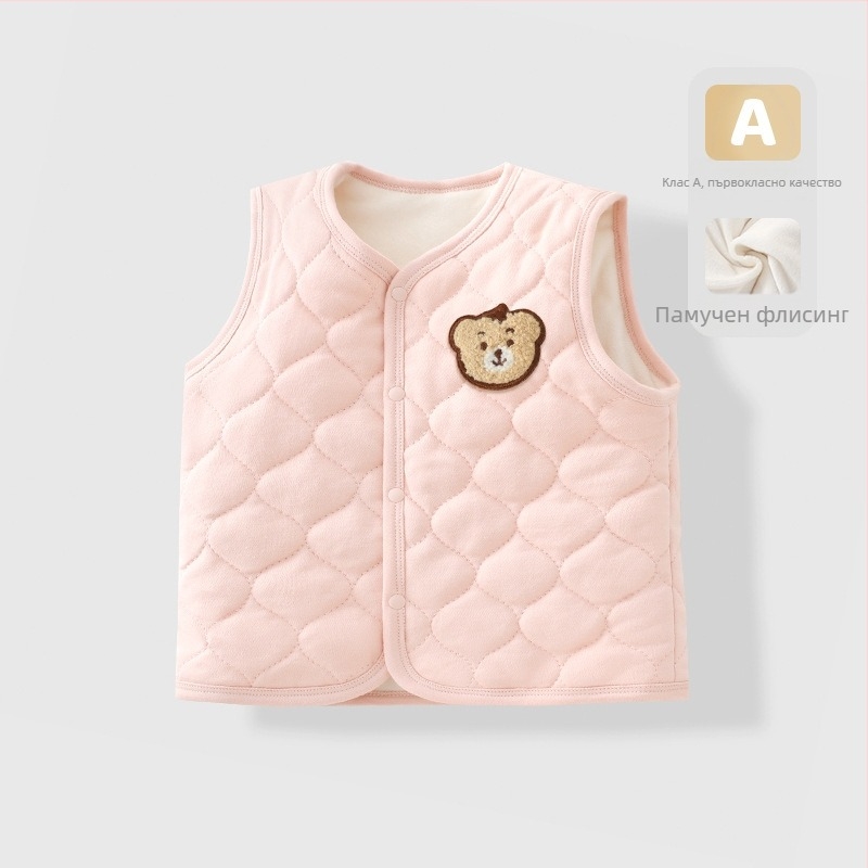 Детска жилетка, памук 95%, опростен стил, за деца 1–3 години, пролет 2025.