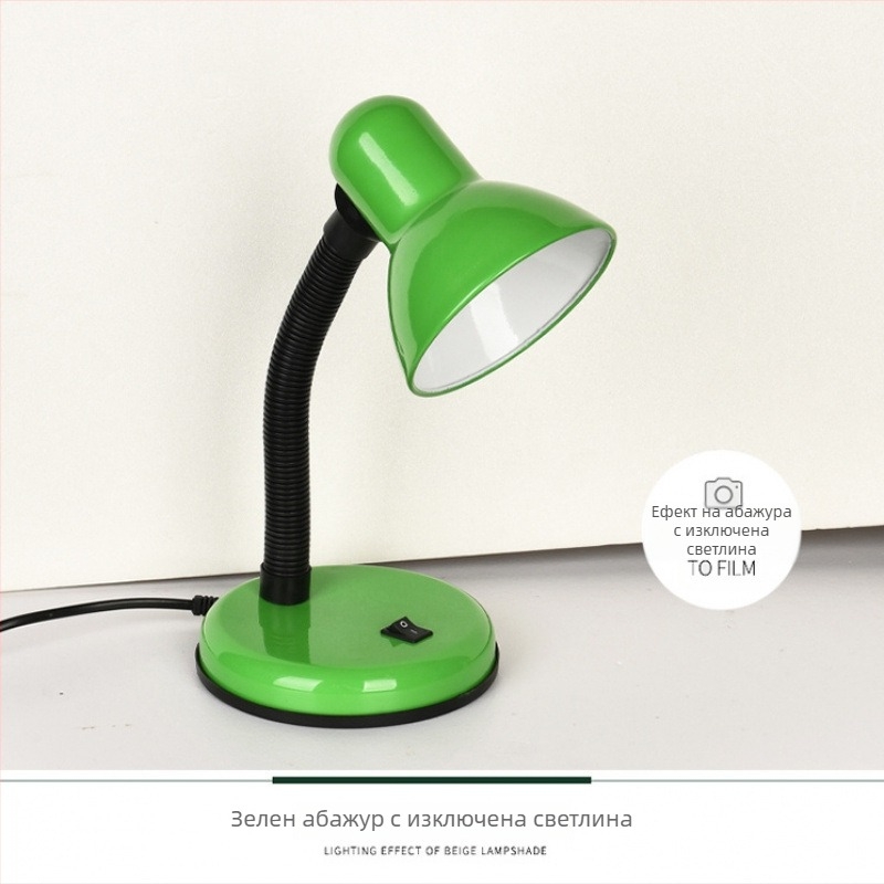 LED настолна лампа с подменяема крушка – за деца и ученици, защита на зрението (110–240V, бутонен превключвател, захранване от контакт, Осветление Grade A, CRI ≤70)