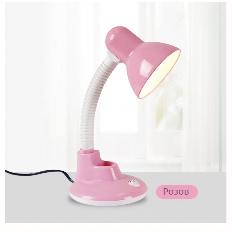 LED настолна лампа с подменяема крушка – за деца и ученици, защита на зрението (110–240V, бутонен превключвател, захранване от контакт, Осветление Grade A, CRI ≤70)