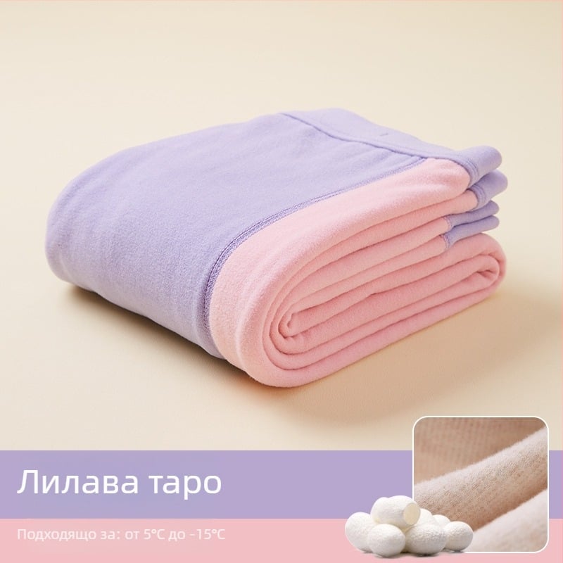 Детски топли панталони за есен и зима, унисекс, флисово вътрешно, висока талия, памучна смес 41,8%.