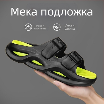 Мъжки пантофи за вкъщи, отворен пръст, EVA горна част и EVA подметка, младешки стил (Код 2451)