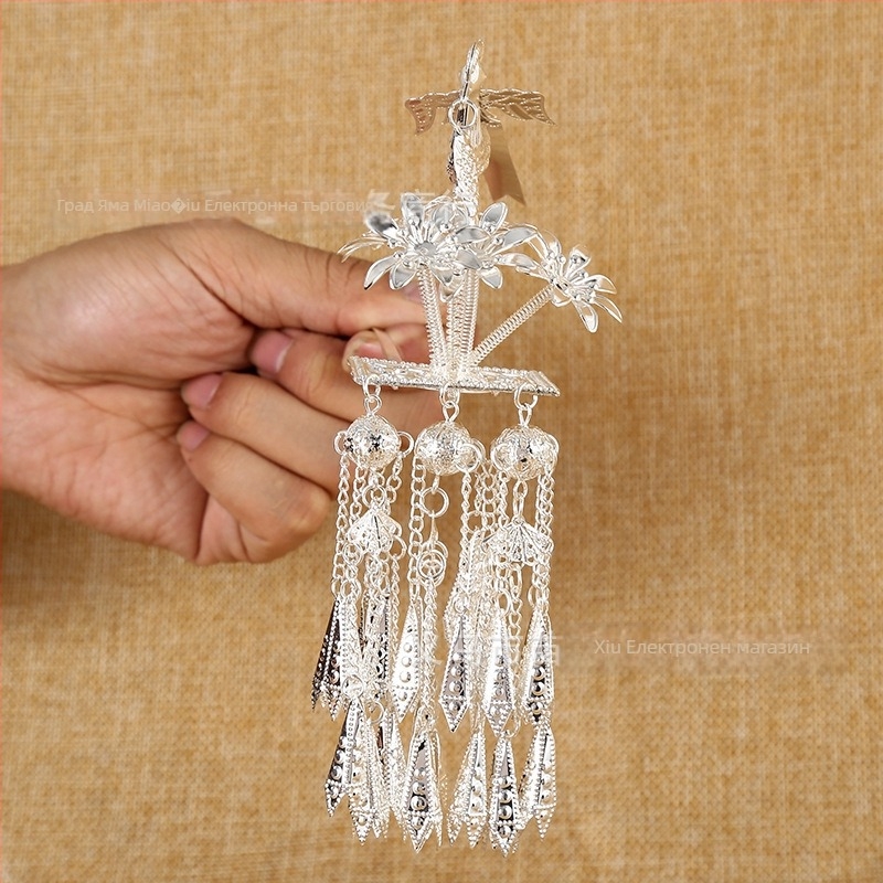 Метална украса за глава от Miao Xiu, женски етчески стил с геометричен дизайн, ръчна изработка