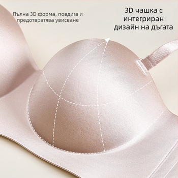Бюстгальтер без банели, сатенов гланц, безшевен дизайн, странично стягане, без презрамки, задно закопчаване с четири реда куки, нейлонова материя