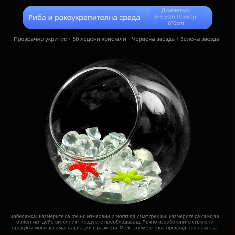 Комплект аквариумни пейзажни декорации — стъклена конструкция; кръгъл стил; за наблюдение и укриване; аксесоари за аквариум