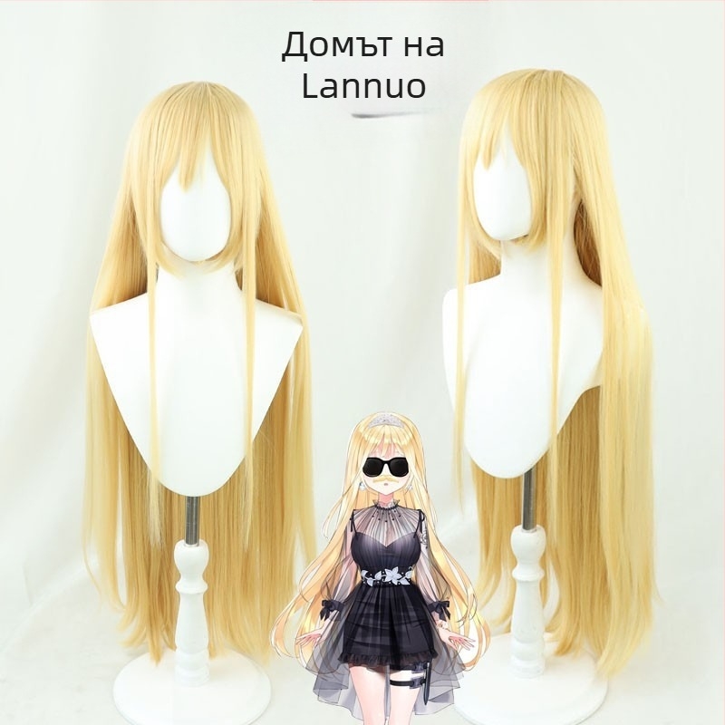 Watson Amelia Vtuber cosplay перука, термостойка нишка, средно-дълга, неподходяща за боядисване с гореща боя