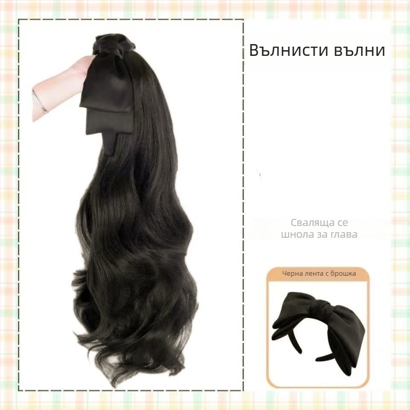 Перука с лента за глава, дълга коса, едно цяло, полу-глава дизайн с отключване, матова коприна коса, ресни прави или наклонени