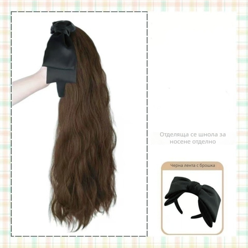 Перука с лента за глава, дълга коса, едно цяло, полу-глава дизайн с отключване, матова коприна коса, ресни прави или наклонени