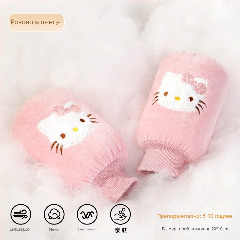 Детски рукавни протектори от фланел с карикатурен дизайн — анти-замърсяване, есен-зима, бродерия (Материал: фланел; Дизайн: карикатура; Функция: анти-замърсяване; Сезон: есен-зима; Технология: бродерия)