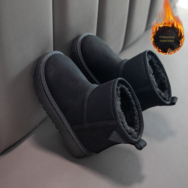 Унисексови детски ботуши до глезена за зима, подплатени с флийс, изкуствена кожа, противохлъзгаща подметка