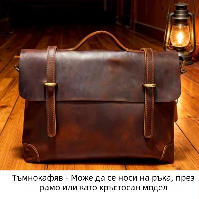Делов портфейл от естествена кожа – горен слой телешка кожа, издръжлив на износване, защита срещу кражба (за бизнес пътувания)