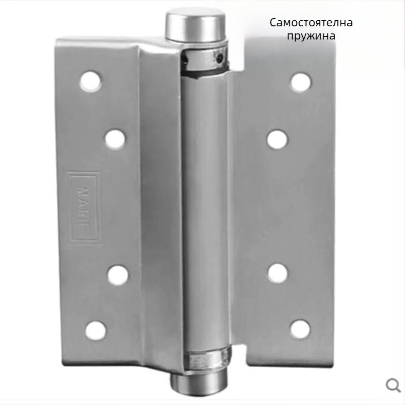 Двупосочен пружинен панта за врата, неръждаема стомана, за дървени и рамкови стъклени врати, ляво-дясно отваряне, електроплакирана повърхност, автоматично затваряне