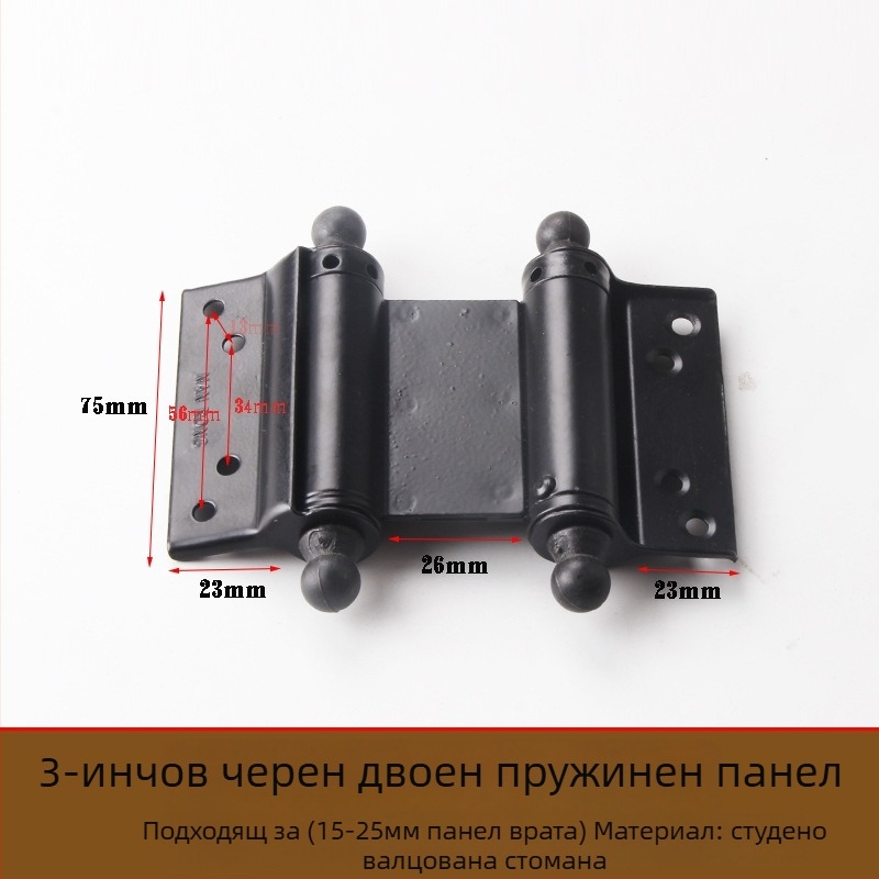 Двупосочен пружинен панта за врата, неръждаема стомана, за дървени и рамкови стъклени врати, ляво-дясно отваряне, електроплакирана повърхност, автоматично затваряне