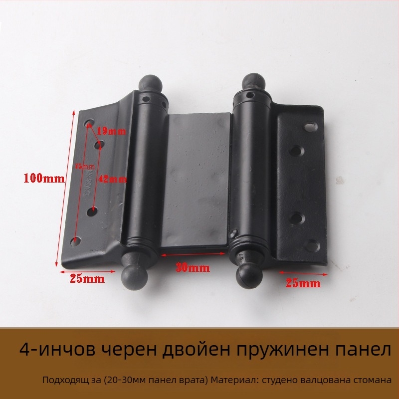 Двупосочен пружинен панта за врата, неръждаема стомана, за дървени и рамкови стъклени врати, ляво-дясно отваряне, електроплакирана повърхност, автоматично затваряне