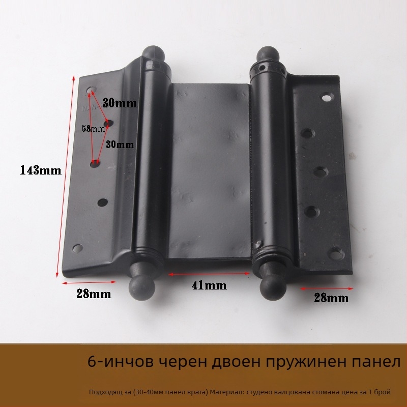 Двупосочен пружинен панта за врата, неръждаема стомана, за дървени и рамкови стъклени врати, ляво-дясно отваряне, електроплакирана повърхност, автоматично затваряне