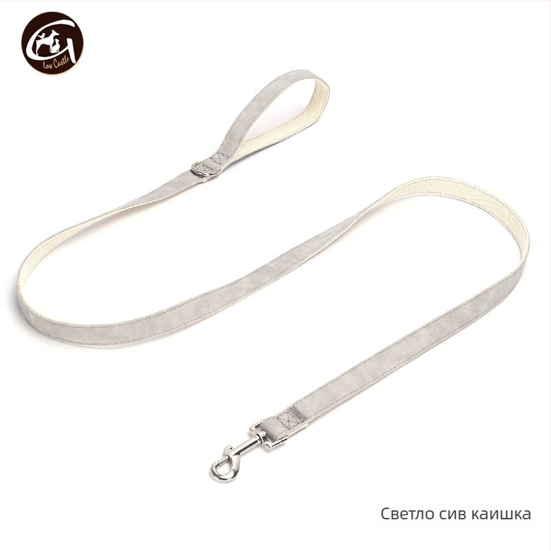 Кожен комплект кучешки нашийник и поводък, регулируем, Glow Castle / Flash Castle