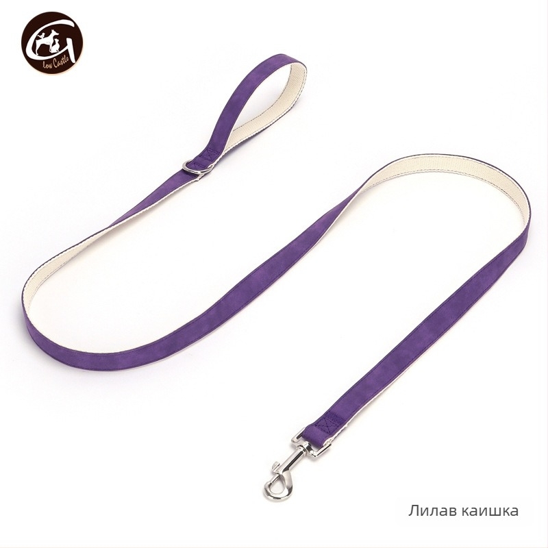 Кожен комплект кучешки нашийник и поводък, регулируем, Glow Castle / Flash Castle