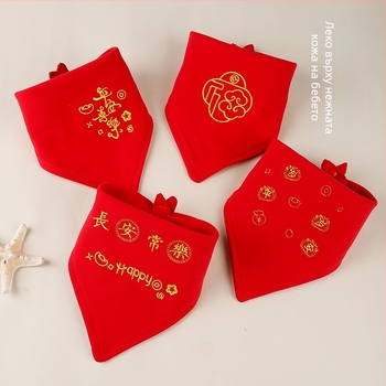 Триъгълна бебешка шалка (чист памук; абсорбираща; карикатурен принт; възраст 0–1 година)