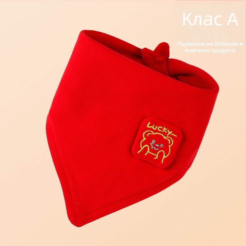 Триъгълна бебешка шалка (чист памук; абсорбираща; карикатурен принт; възраст 0–1 година)