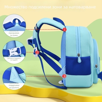 Детска раница за детска градина с карикатура на кит, материя: diving cloth, дишаща, водоустойчива, износоустойчива, извити презрамки