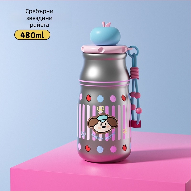 Из isolirana chasha s slamка i chayna tсedka – vътрешност 316 неръждаема стомана, външен корпус 304 неръждаема стомана, 6–12 часа изолация