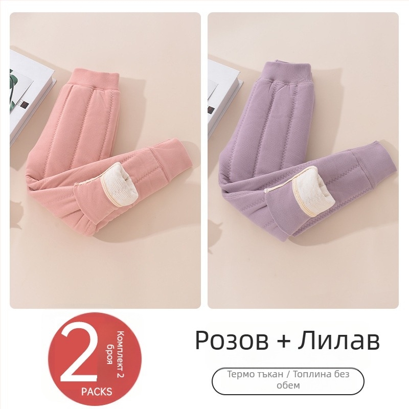 Детски термопанталони с флис за зима, унисекс, средна талия, полиестер 93%, материя Derong, за деца 3–8 г