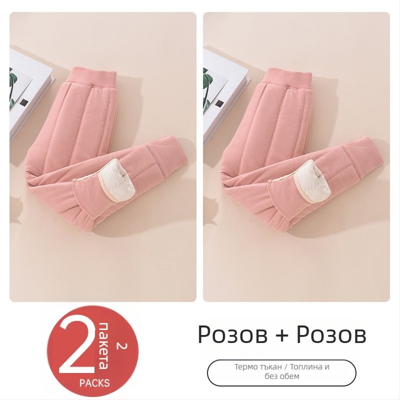 Детски термопанталони с флис за зима, унисекс, средна талия, полиестер 93%, материя Derong, за деца 3–8 г