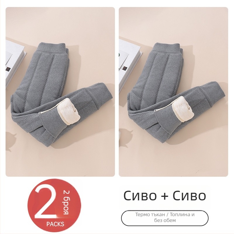 Детски термопанталони с флис за зима, унисекс, средна талия, полиестер 93%, материя Derong, за деца 3–8 г