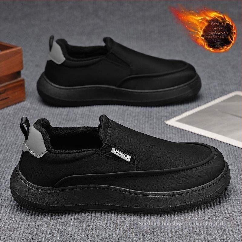 Платнени мъжки обувки без връзки, EVA стелка, мрежеста подплата, гумирана подметка, заострен нос