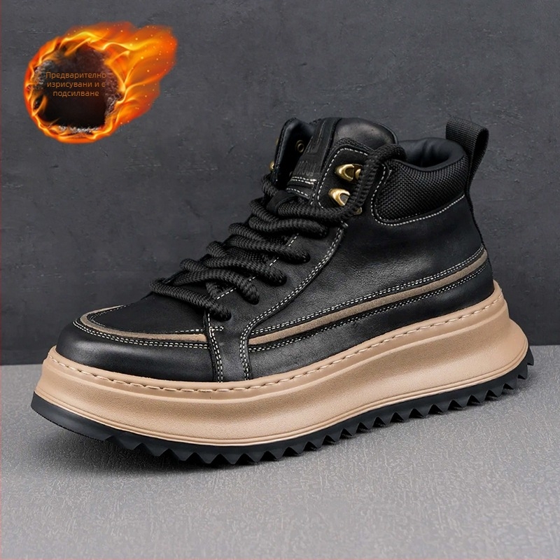 Мъжки Мартин ботуши с горно от супер фибър, PU материал за обувката и PVC подмета, закръглена пръст, 3–5 cm височина на тока, инжекционно формована подметка