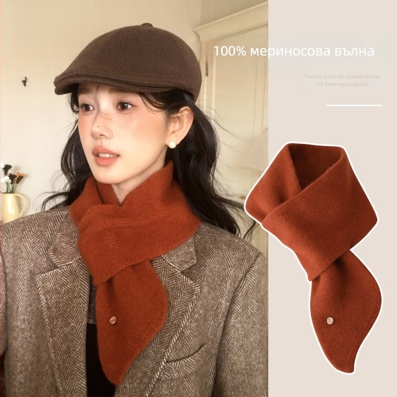 Плетен шал за врата - овча вълна, warp knitting, запазва топлината, зима, стил: универсален и елегантен