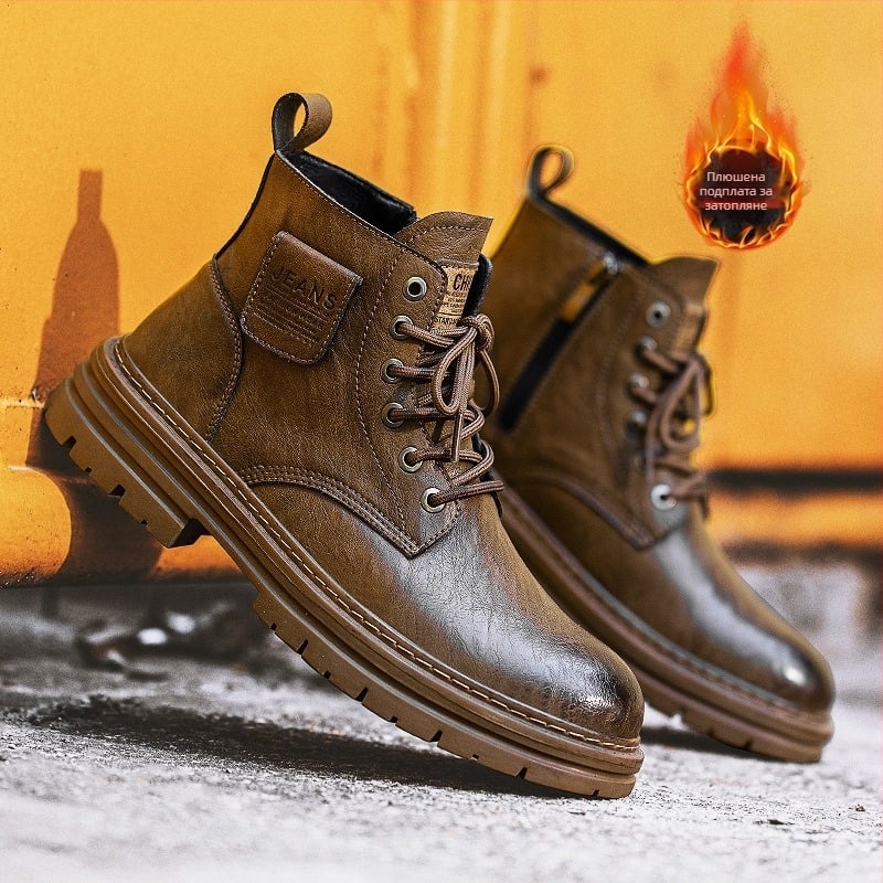 Есенни мъжки ботуши Мартин, PU горна част, гумена подметка, антихлъзгане, ударопоглъщане, кръгла пръст