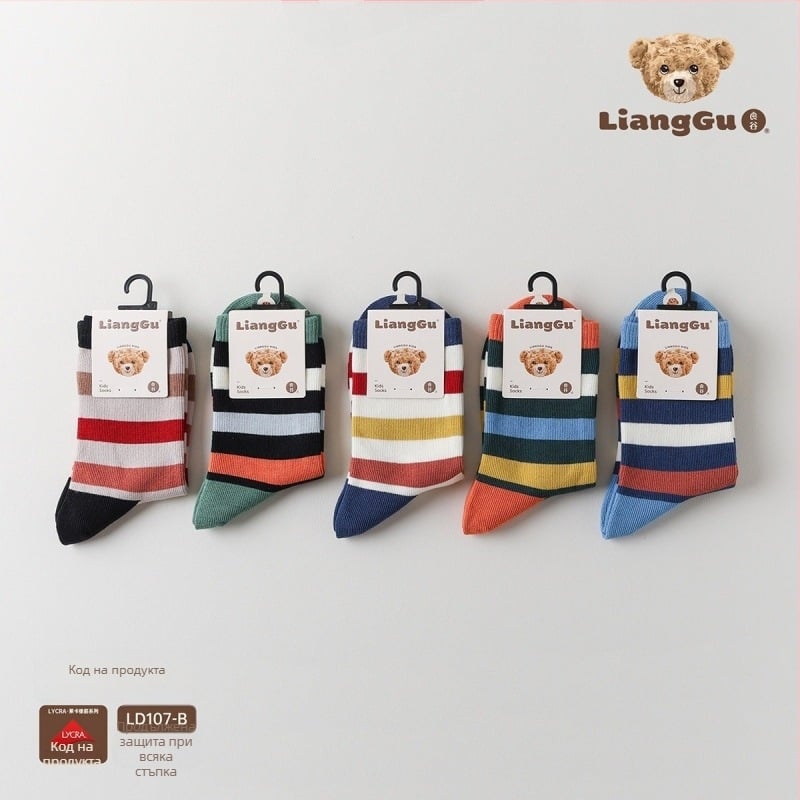 Детски памучни чорапи с жакардова шарка, дишащи и попиване на пот, средна дължина на тръбата, унисекс, за зимата.