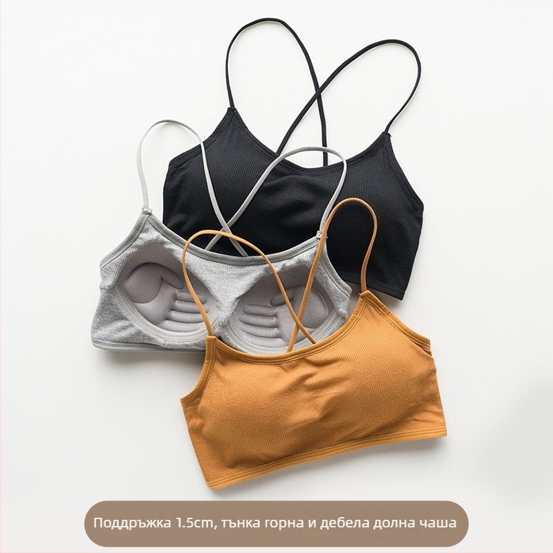 Вискозен бюстгъртник тип chest-wrap / Tube Top с пълни чашки, формовани чашки (горна тънка, долна по-дебела) и дишаща опора