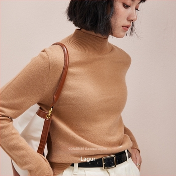 Дамски кашмирен пуловер, дълги ръкави, 95% кашмир, дебело плетиво, есен 2023