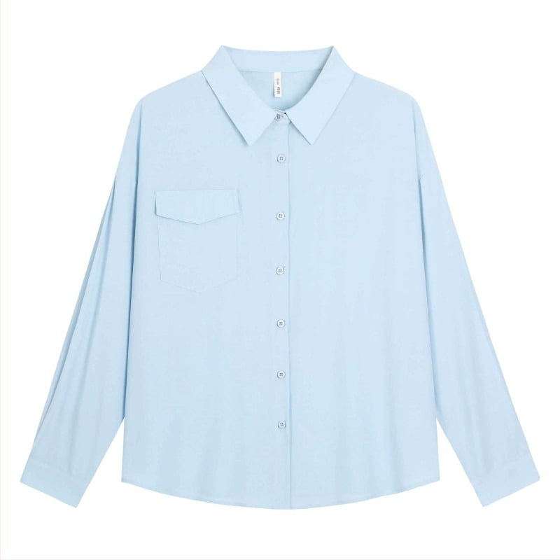 Дамска поло риза с дълъг ръкав, патчворк детайл, вискозно влакно (50–70%), свободна кройка