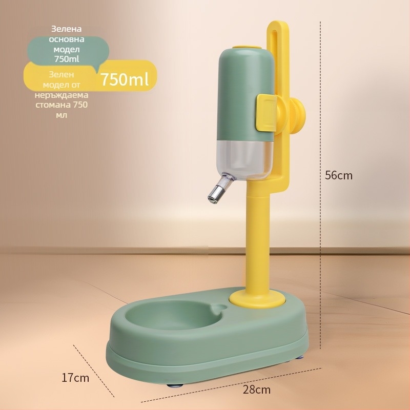 Автоматично поене за домашни любимци с двойна купа от неръждаема стомана, удароустойчива конструкция, регулируемо хранене
