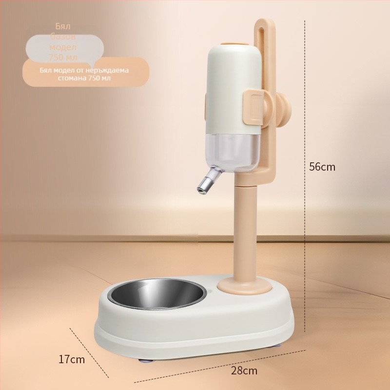 Автоматично поене за домашни любимци с двойна купа от неръждаема стомана, удароустойчива конструкция, регулируемо хранене