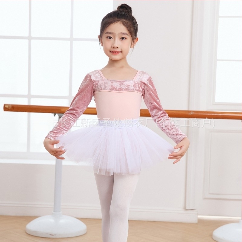 Детски сценичен танцов костюм за изпълнения, едно парче, дълги ръкави, плат найлон, корейски етно стил, за деца над 8 години