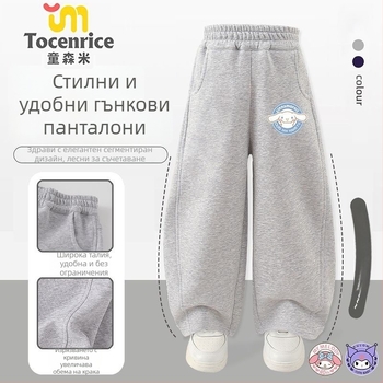 Детски момичешки кърдюрови панталони с заешка козина, тематика My Melody и Kuromi, корейски стил, пролет 2025 – възраст 3–8 години.