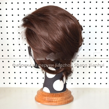 Парик за косплей с предна лейса, къса коса, термоустойчиви влакна, ръчно тъкана предна част
