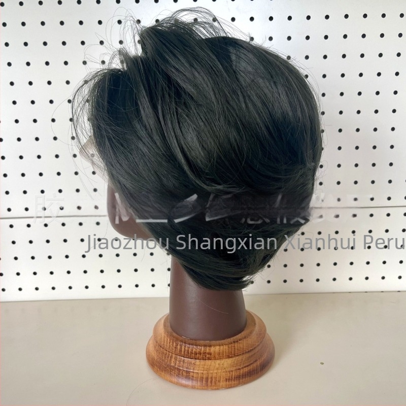 Парик за косплей с предна лейса, къса коса, термоустойчиви влакна, ръчно тъкана предна част