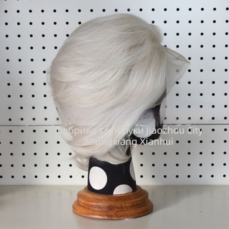 Парик за косплей с предна лейса, къса коса, термоустойчиви влакна, ръчно тъкана предна част