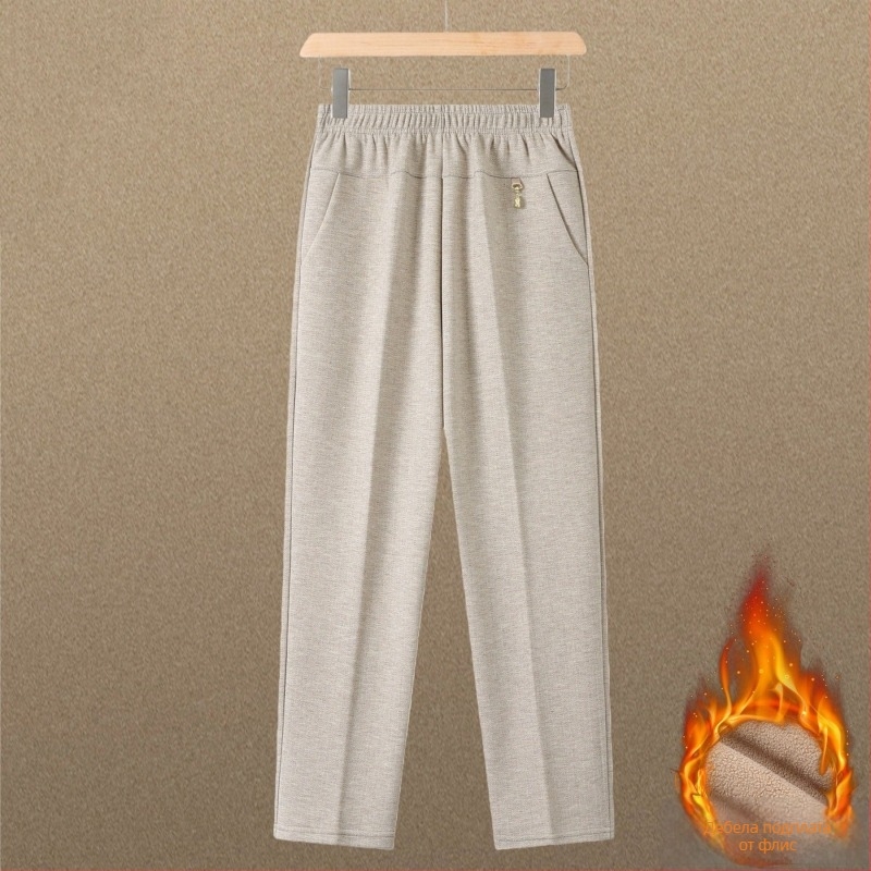 Дамски зимни панталони с висока талия, прави и широки крачоли, топли, 2025