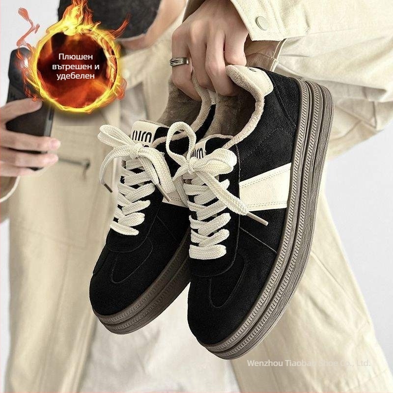 Ежедневни зимни обувки за жени – с кръгъл нос, памучна горна част, подплата от заешки пух, подметка от TPR