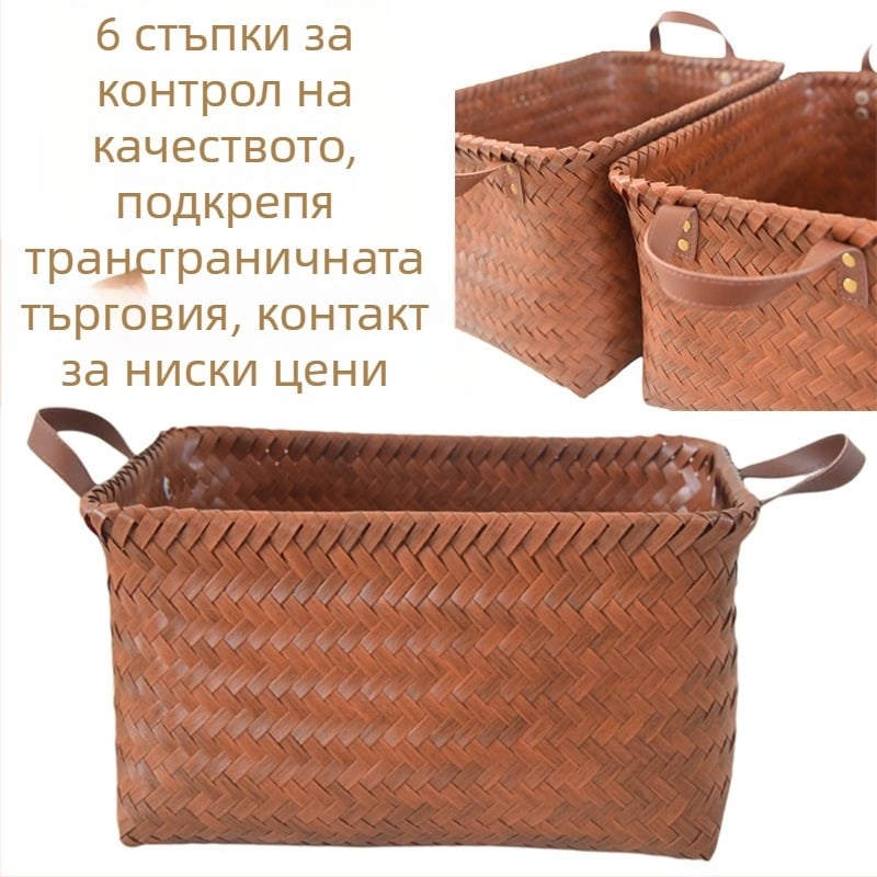 Съхранителна кошница за пране, памучна, винтидж стил, модел 036451, за одеяла и дрехи