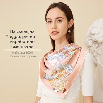 Копринен шал квадрат, сатеново тъкане, Mulberry коприна, оригинален дизайн, есенна колекция