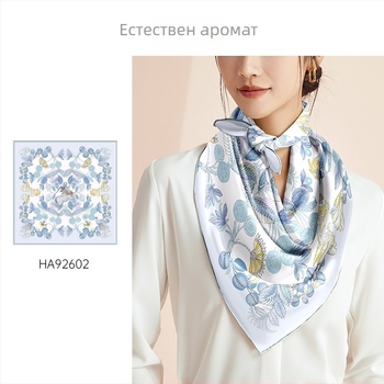 Копринен шал квадрат, сатеново тъкане, Mulberry коприна, оригинален дизайн, есенна колекция